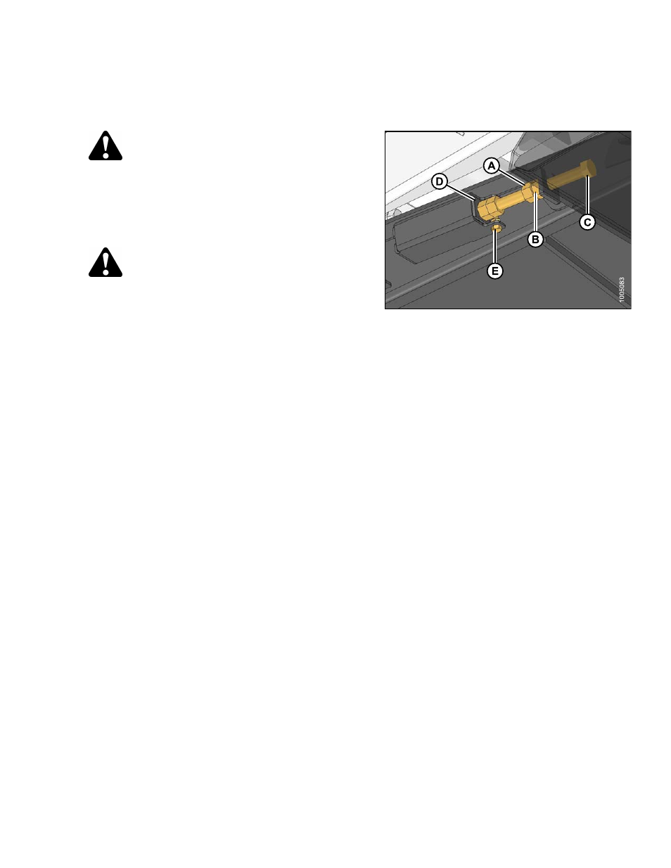 6feed draper, 1adjusting feed draper tension, Feed draper | Adjusting feed draper tension, Danger, Caution, 6 feed draper | MacDon HC10 for D-Series User Manual | Page 103 / 154