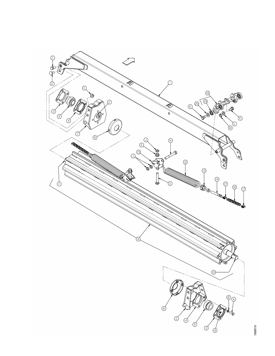 4upper roll assembly, Upper roll assembly, 4 upper roll assembly | MacDon HC10 for D-Series User Manual | Page 119 / 154