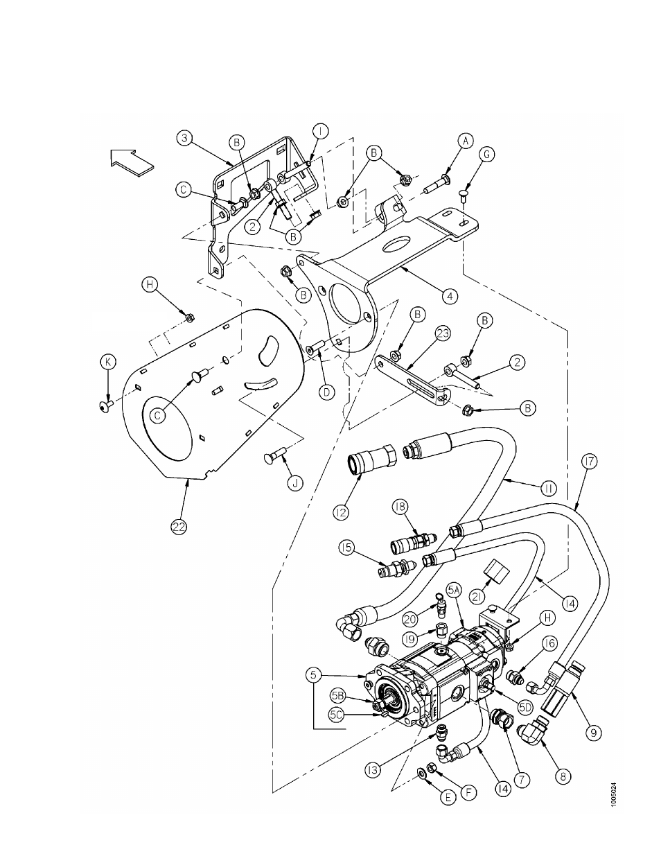 6hydraulic motor, mounts, and tensioner, Hydraulic motor, mounts, and tensioner, 6 hydraulic motor, mounts, and tensioner | MacDon HC10 for D-Series User Manual | Page 125 / 154