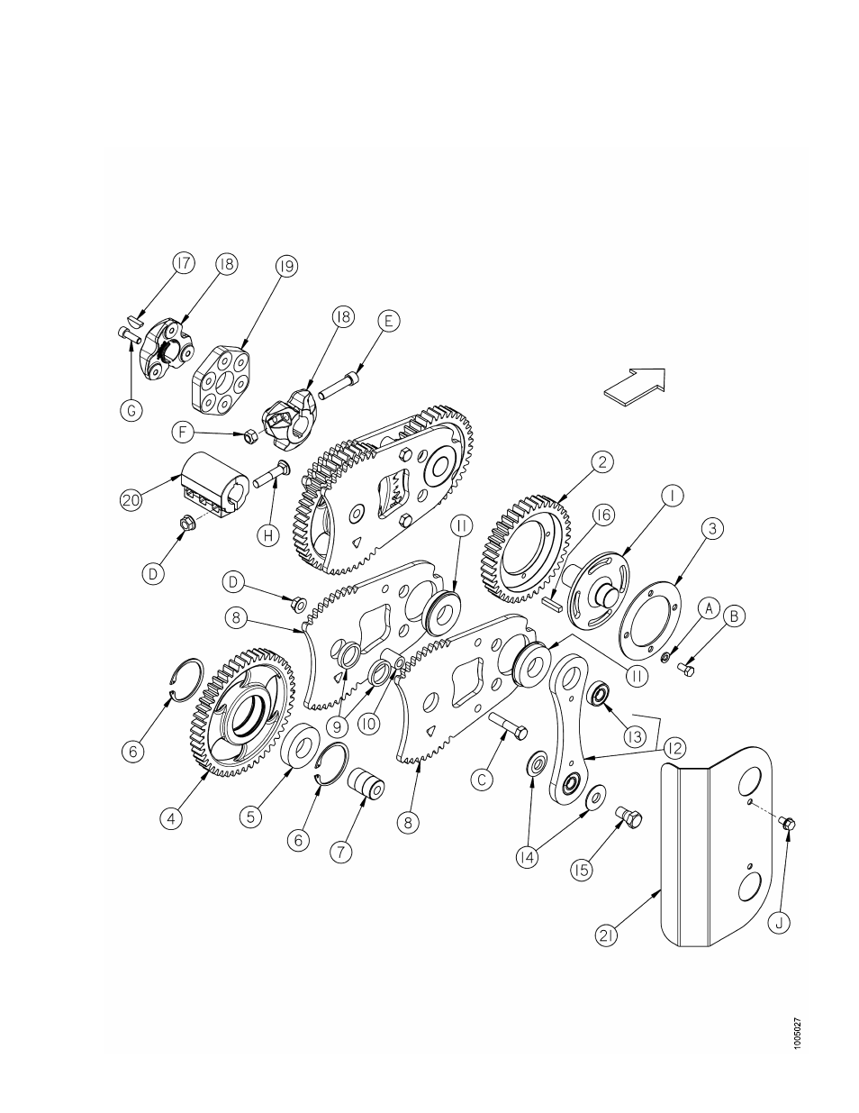 9gears and roll coupling assembly, Gears and roll coupling assembly, 9 gears and roll coupling assembly | MacDon HC10 for D-Series User Manual | Page 135 / 154