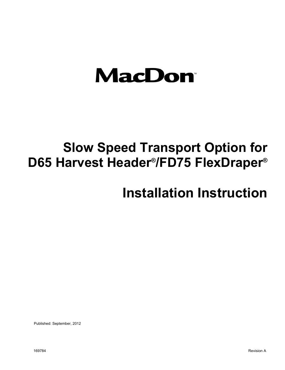 MacDon D65 User Manual | 42 pages