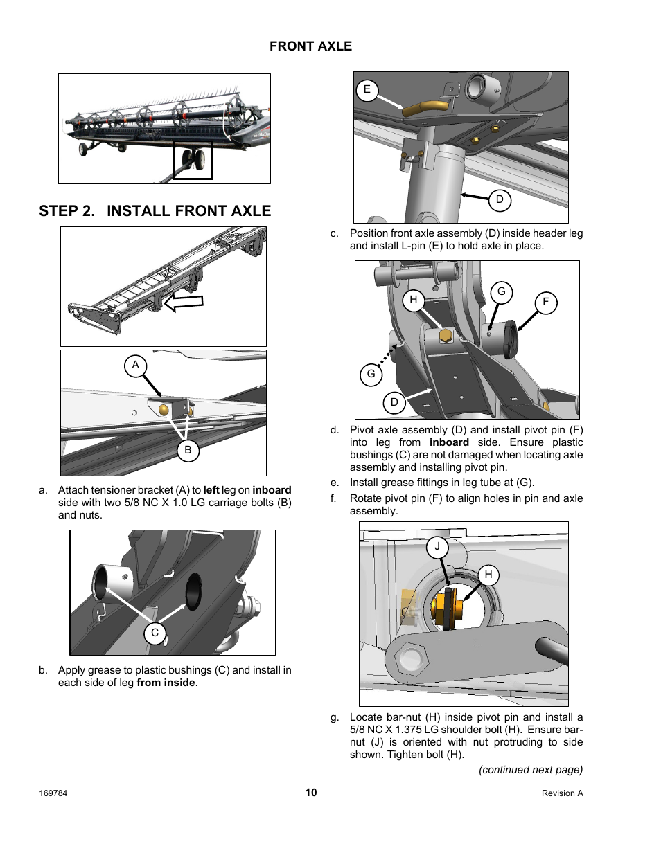 Step 2. install front axle | MacDon D65 User Manual | Page 12 / 42