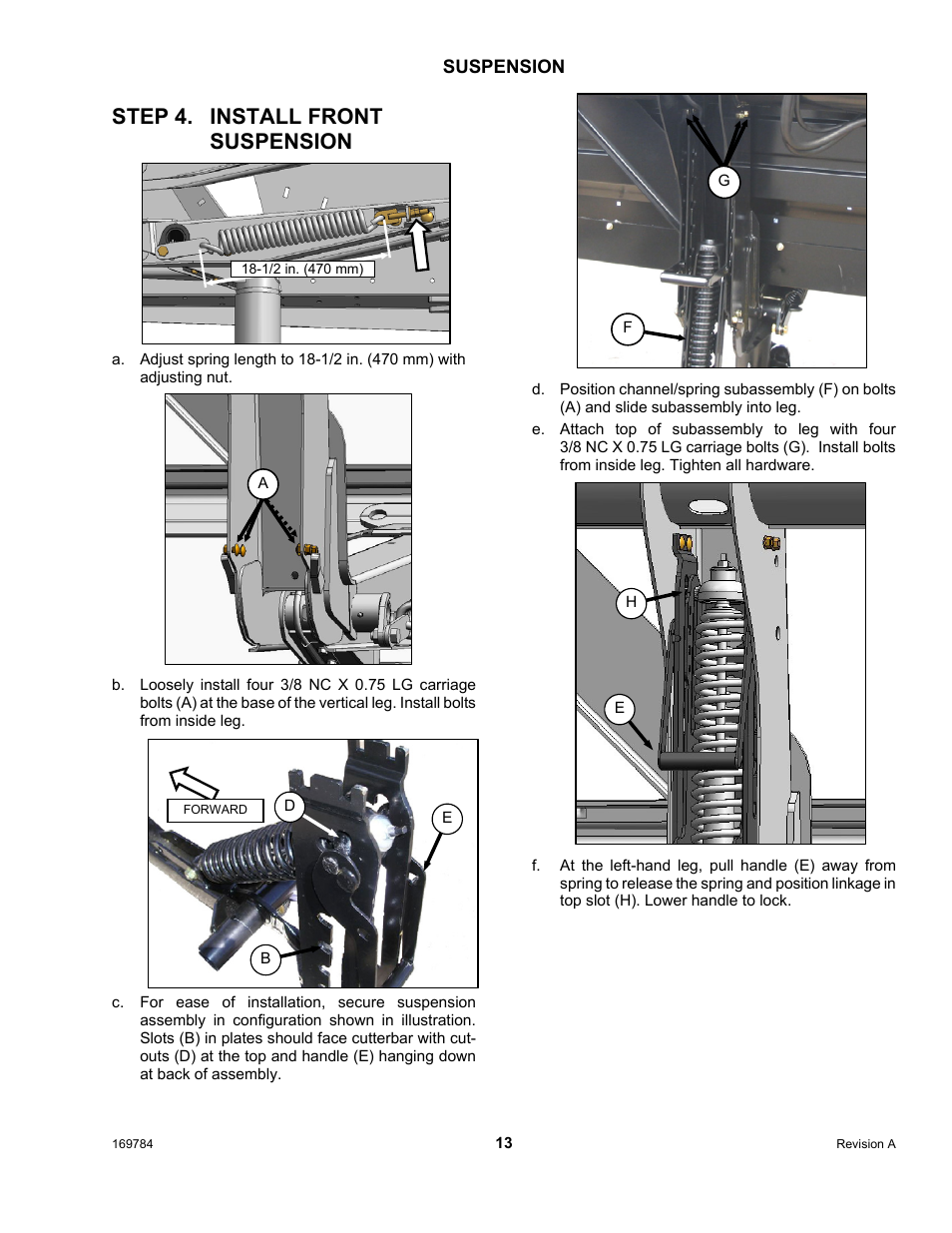 Step 4. install front suspension | MacDon D65 User Manual | Page 15 / 42