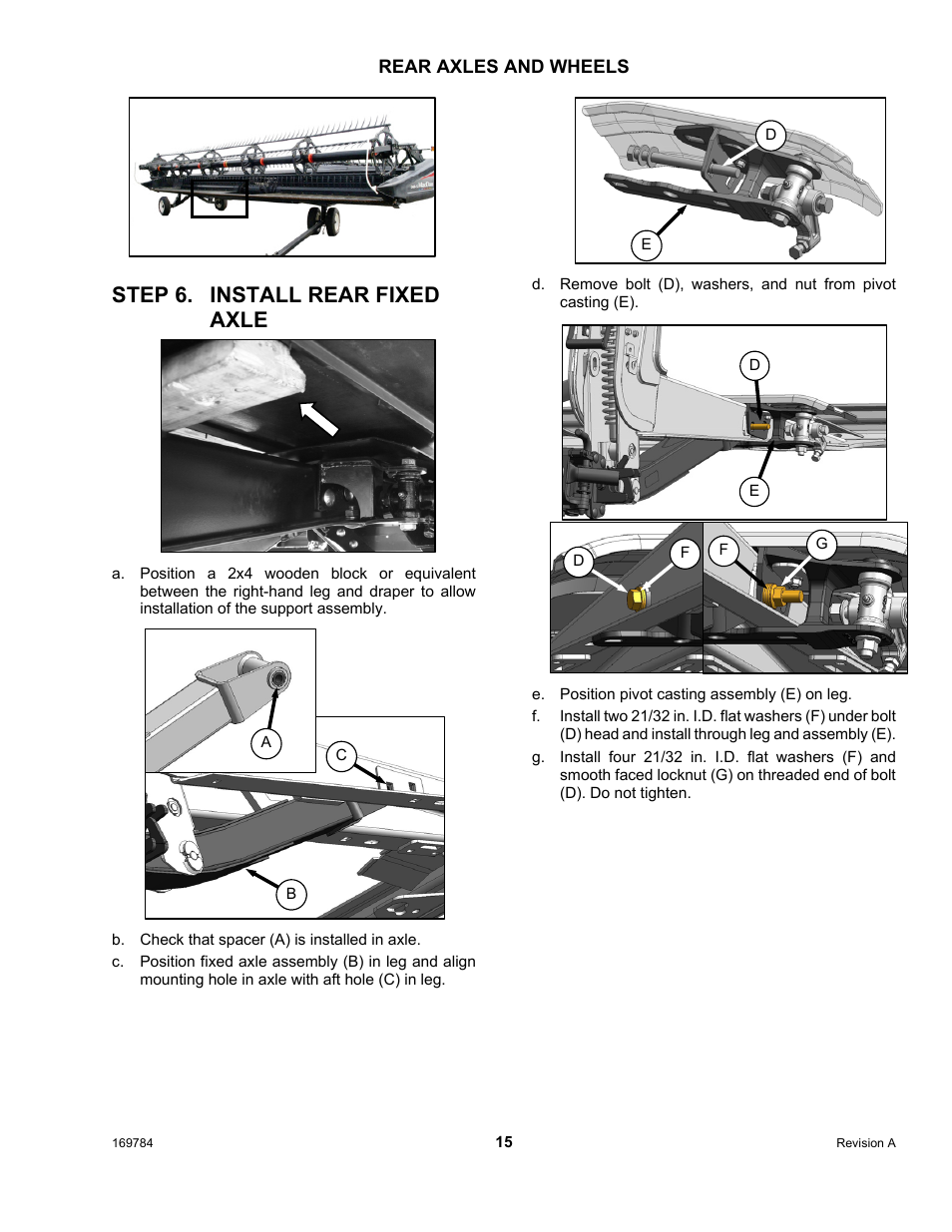 Step 6. install rear fixed axle | MacDon D65 User Manual | Page 17 / 42