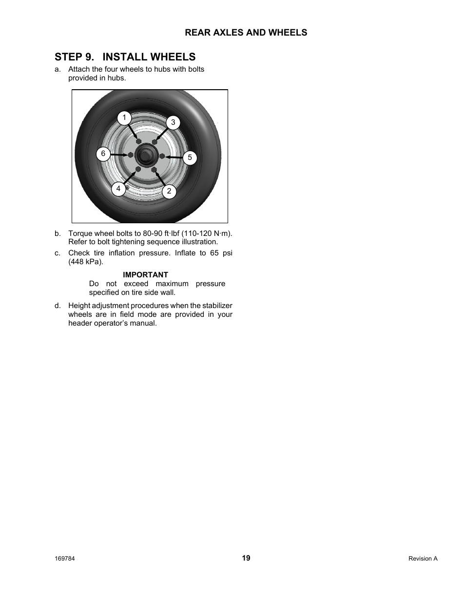 Step 9. install wheels | MacDon D65 User Manual | Page 21 / 42