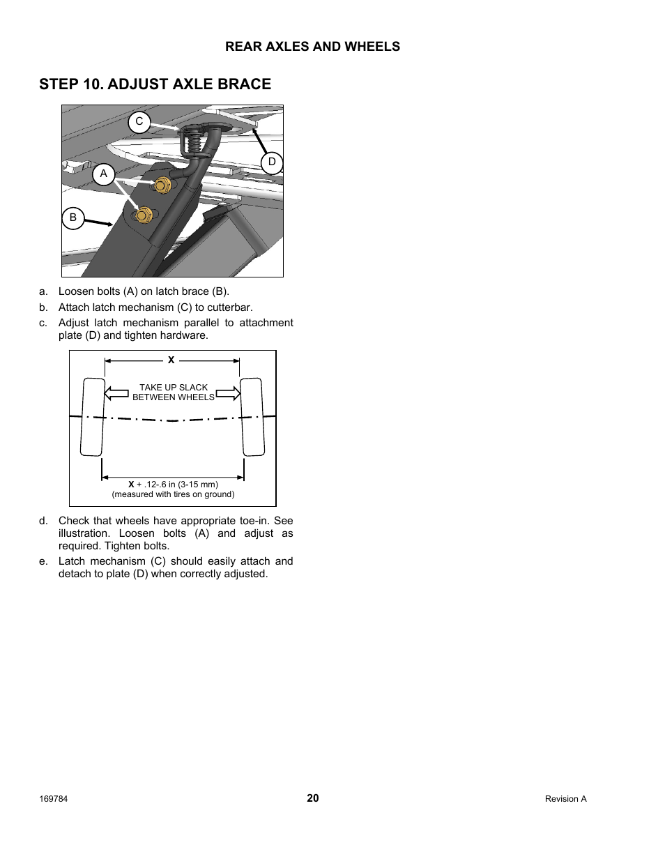 Step 10. adjust axle brace | MacDon D65 User Manual | Page 22 / 42