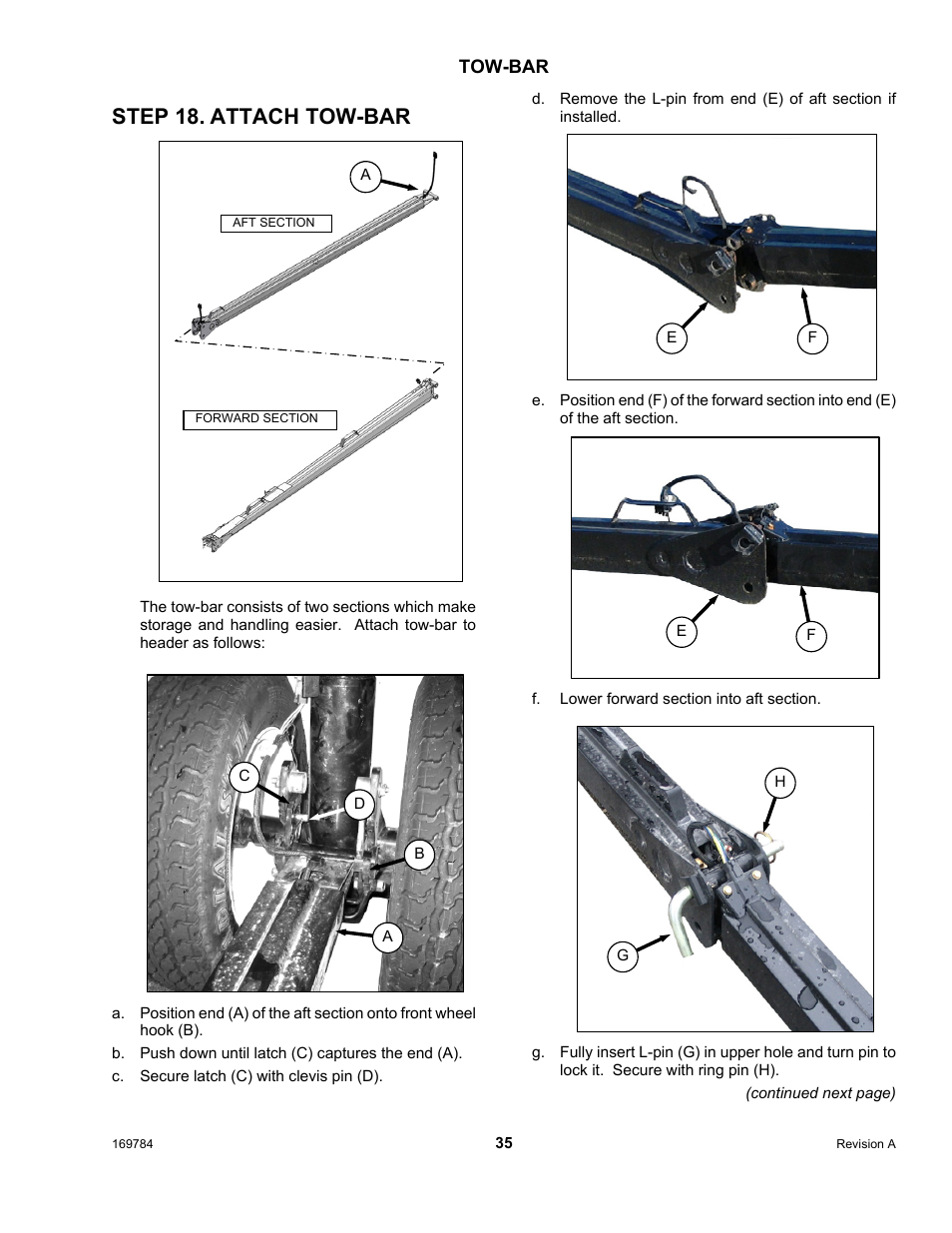 Step 18. attach tow-bar | MacDon D65 User Manual | Page 37 / 42