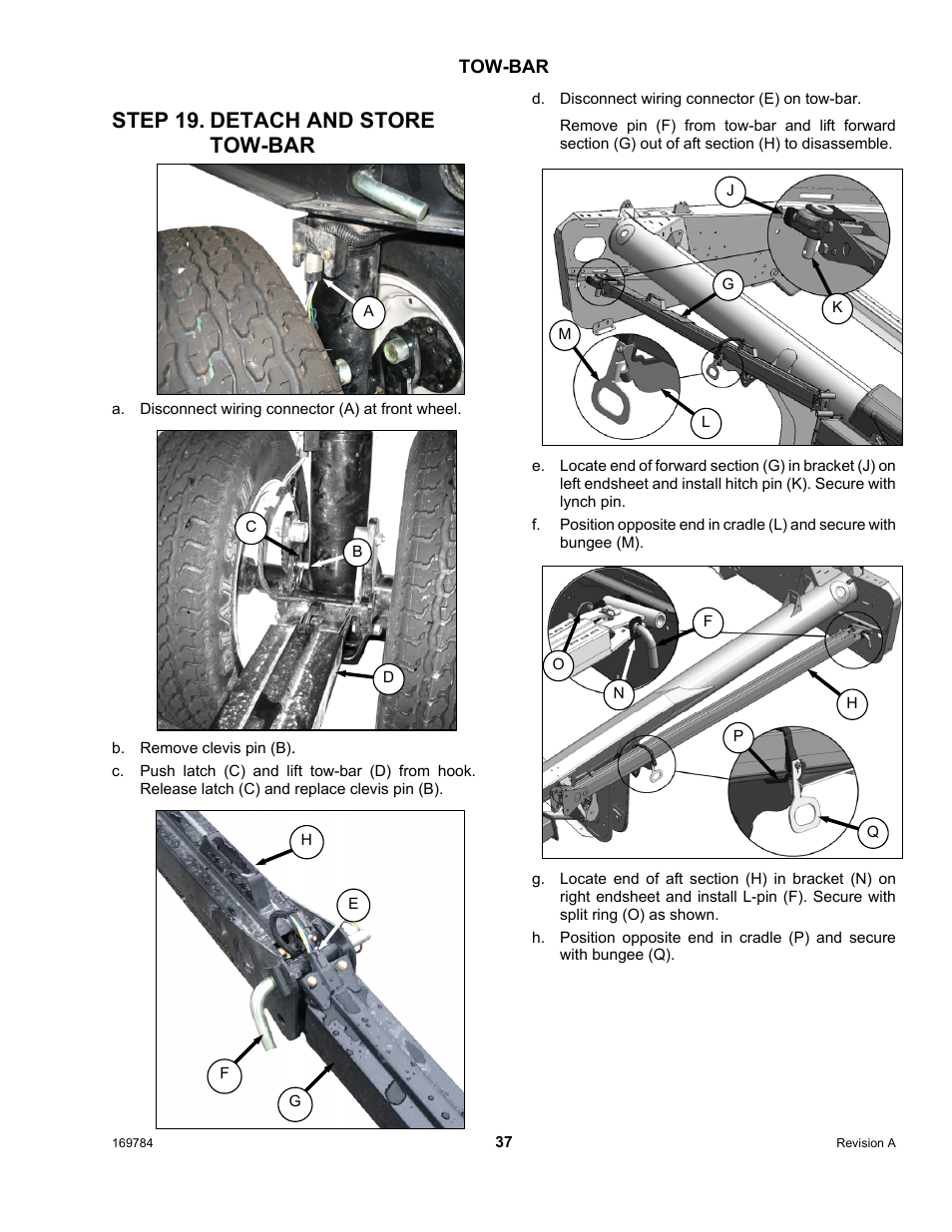 Step 19. detach and store tow-bar | MacDon D65 User Manual | Page 39 / 42