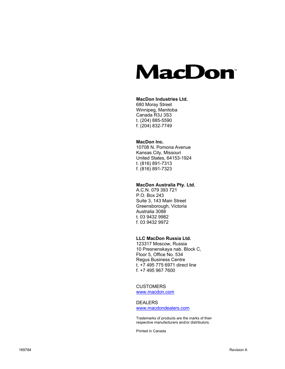 MacDon D65 User Manual | Page 42 / 42