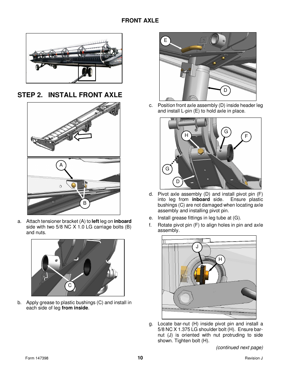 Step 2. install front axle | MacDon Transport D60 User Manual | Page 12 / 49