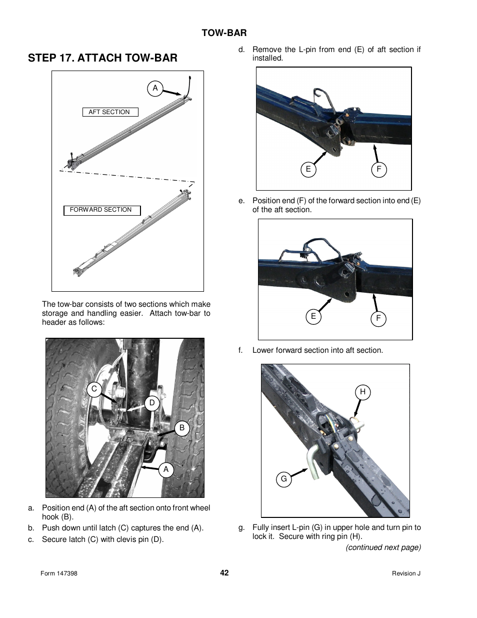 Step 17. attach tow-bar | MacDon Transport D60 User Manual | Page 44 / 49