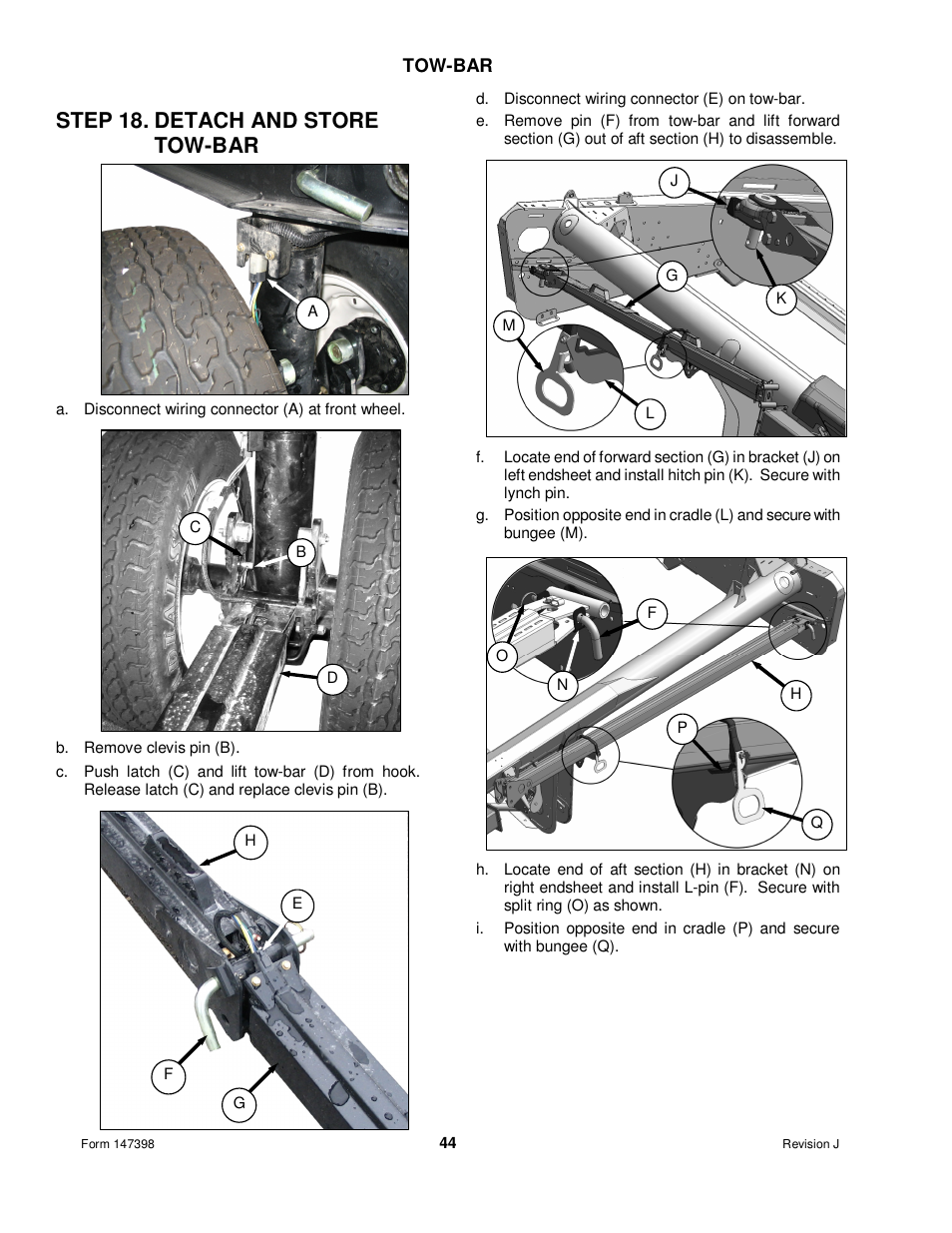 Step 18. detach and store tow-bar | MacDon Transport D60 User Manual | Page 46 / 49