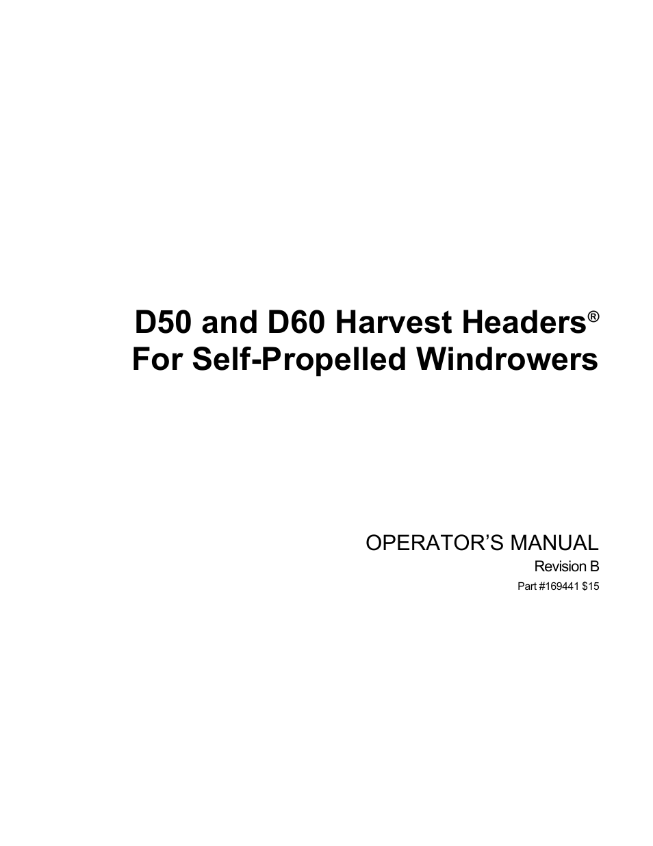 MacDon D60 Draper Headers User Manual | 160 pages