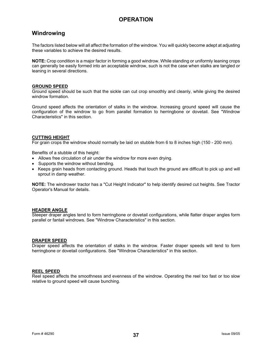 Operation windrowing | MacDon 742 HAY CONDITIONER User Manual | Page 39 / 124