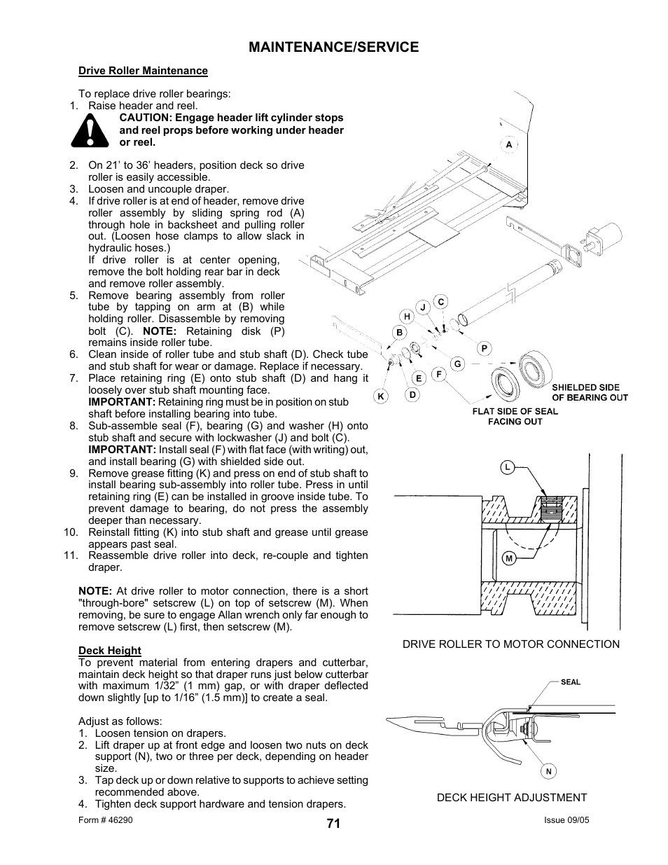 Maintenance/service | MacDon 742 HAY CONDITIONER User Manual | Page 73 / 124