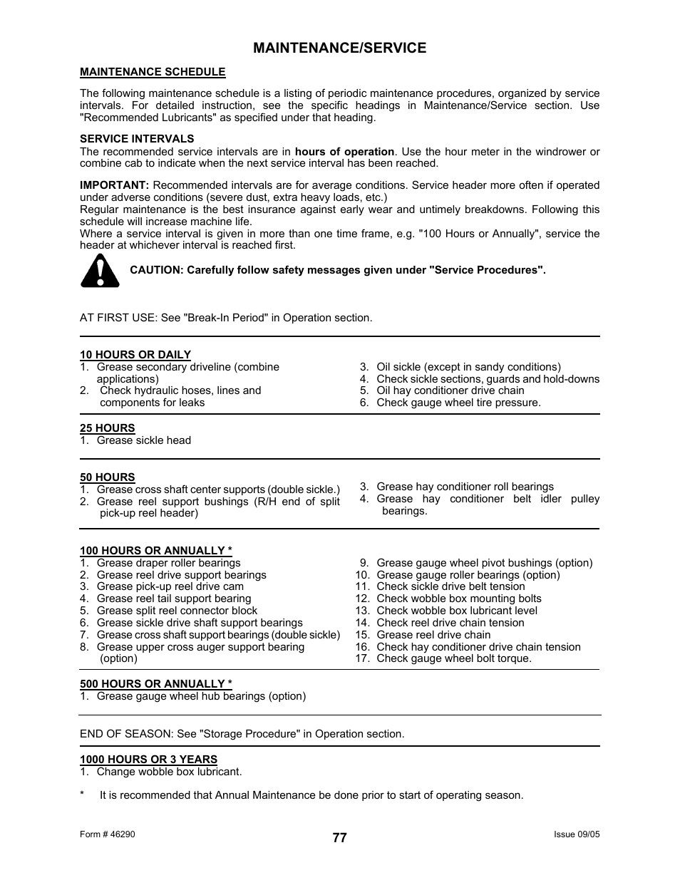Maintenance/service | MacDon 742 HAY CONDITIONER User Manual | Page 79 / 124