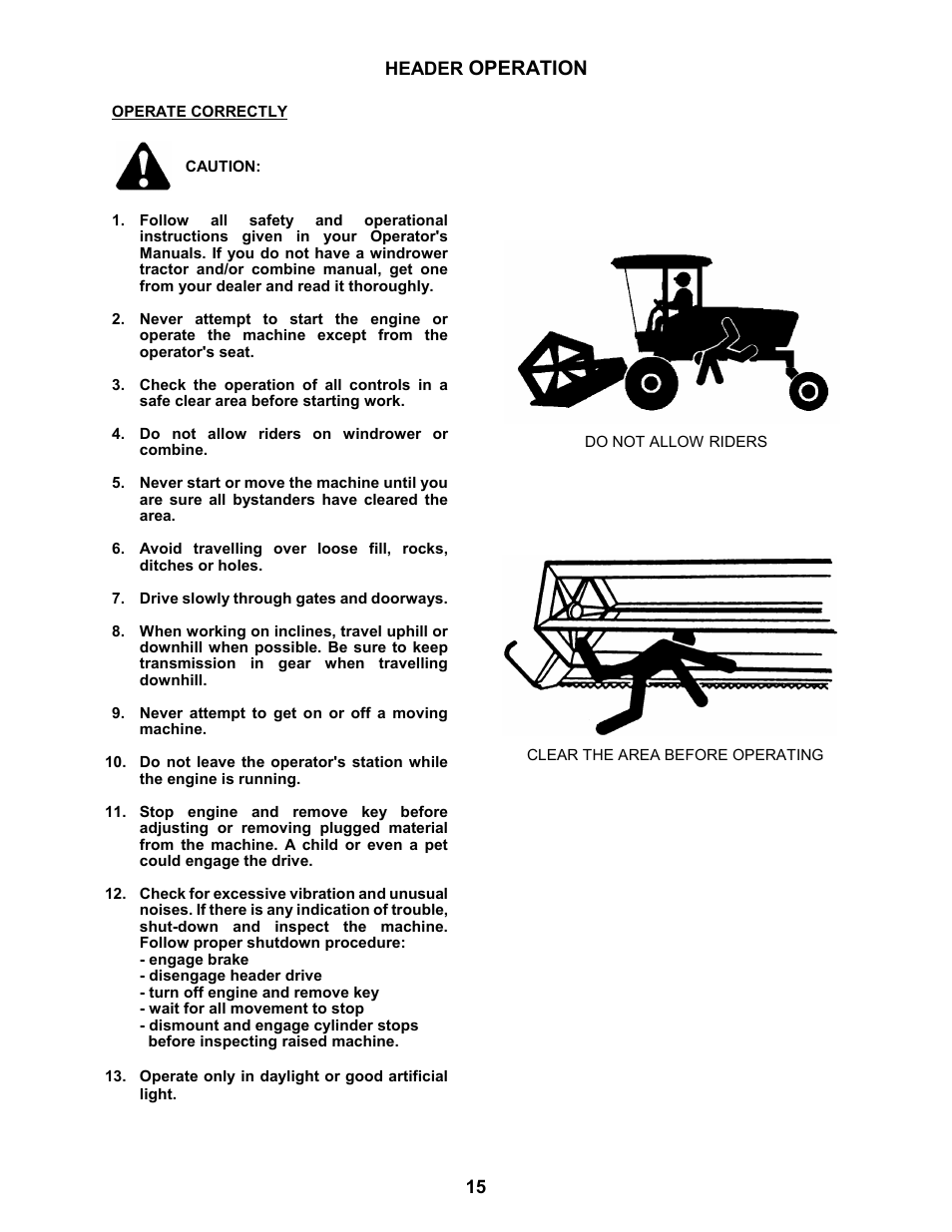 Operation | MacDon 963 Harvest Header User Manual | Page 16 / 87