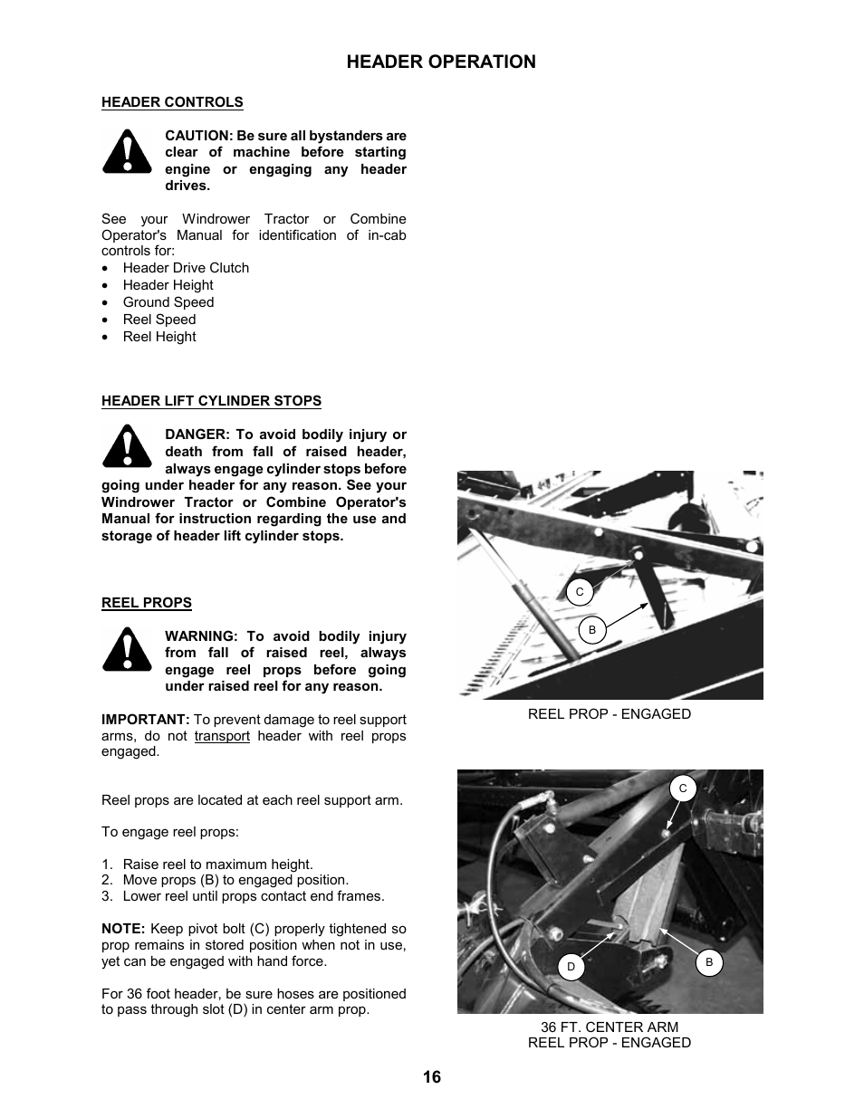 Header operation | MacDon 963 Harvest Header User Manual | Page 17 / 87