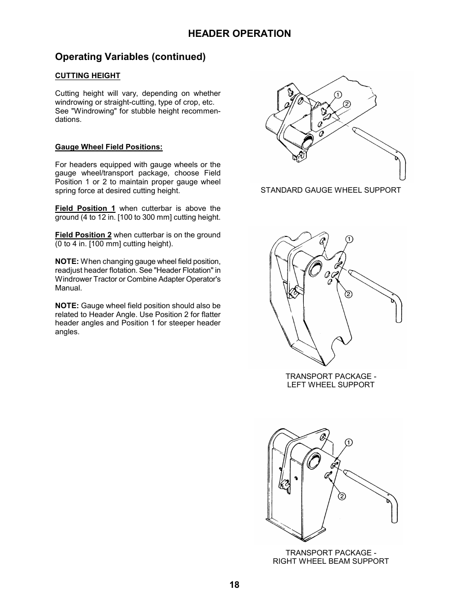 Header operation operating variables (continued) | MacDon 963 Harvest Header User Manual | Page 19 / 87