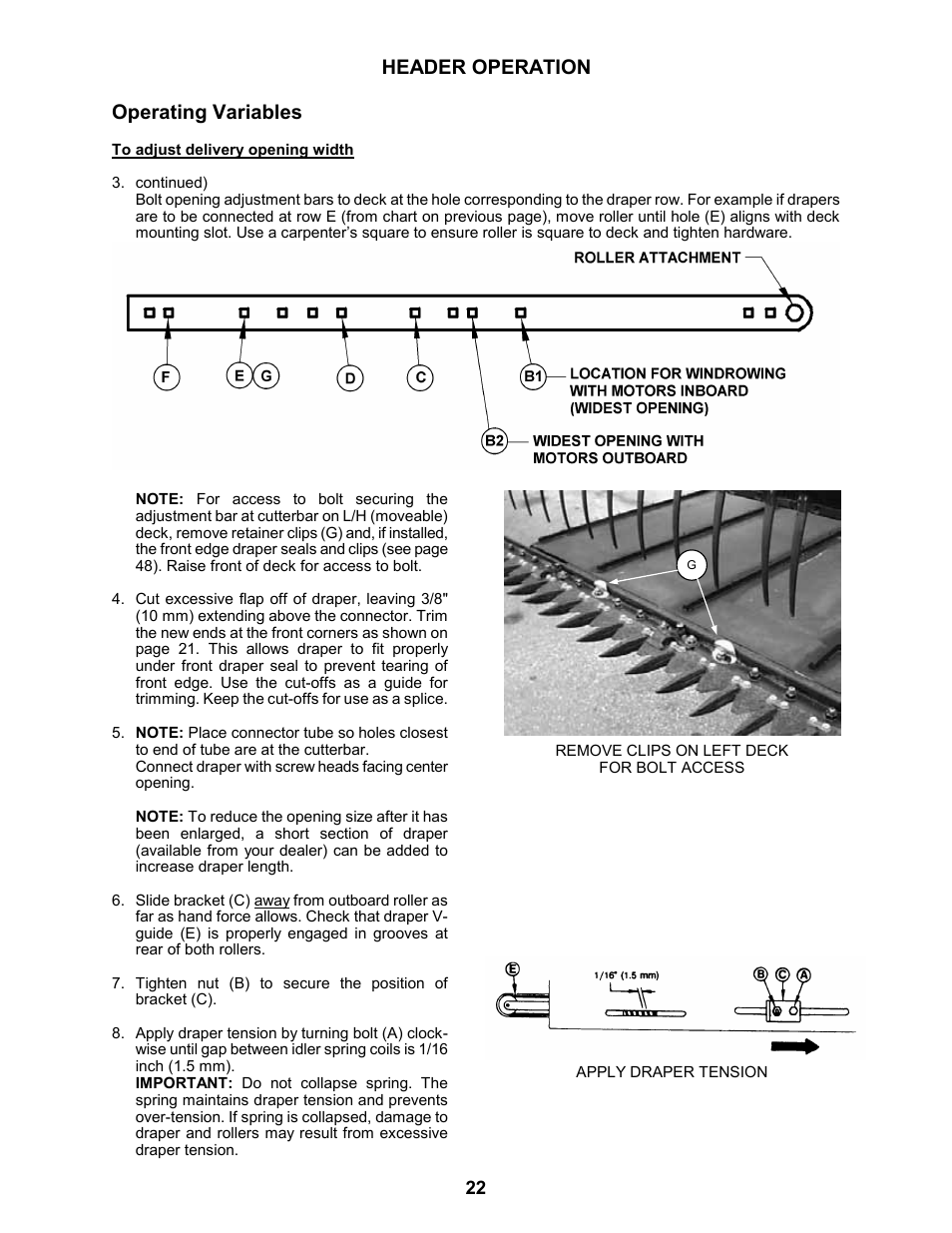 Header operation operating variables | MacDon 963 Harvest Header User Manual | Page 23 / 87