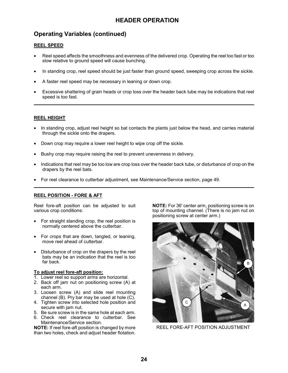 Header operation operating variables (continued) | MacDon 963 Harvest Header User Manual | Page 25 / 87