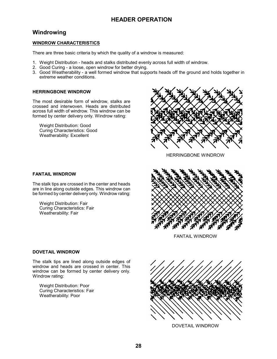Header operation windrowing | MacDon 963 Harvest Header User Manual | Page 29 / 87
