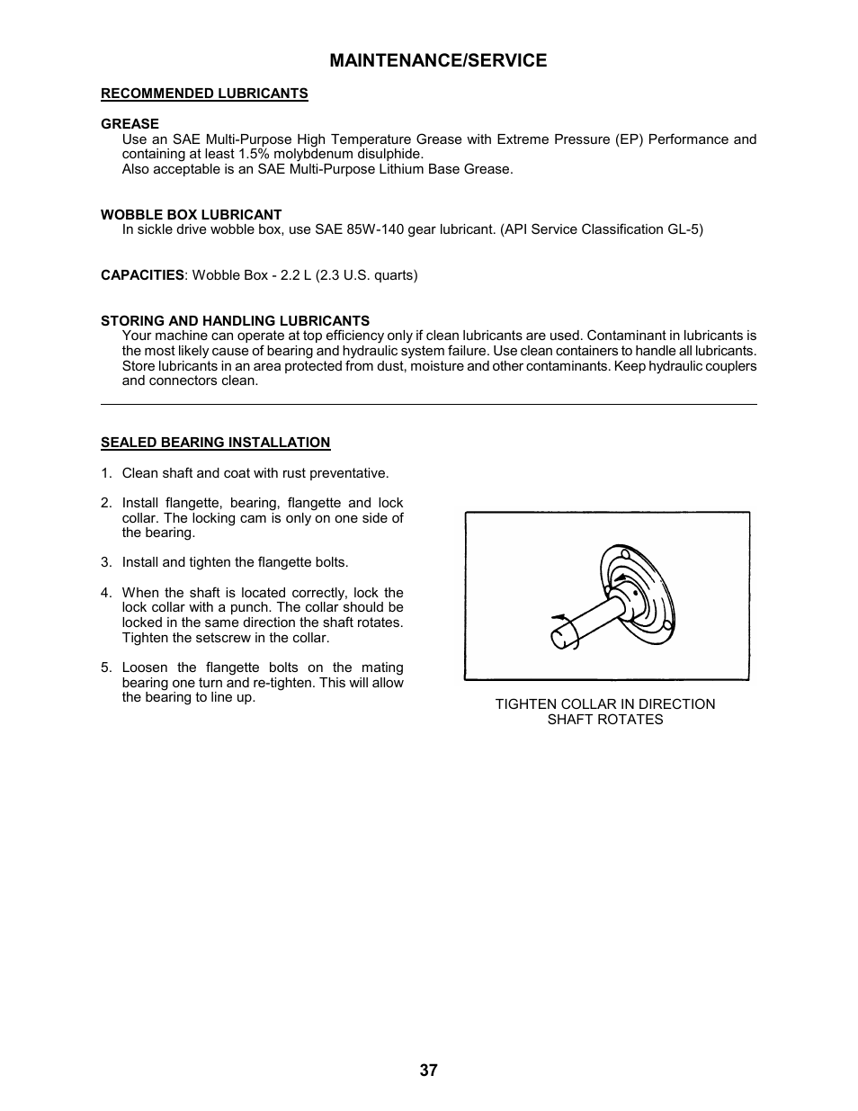 Maintenance/service | MacDon 963 Harvest Header User Manual | Page 38 / 87