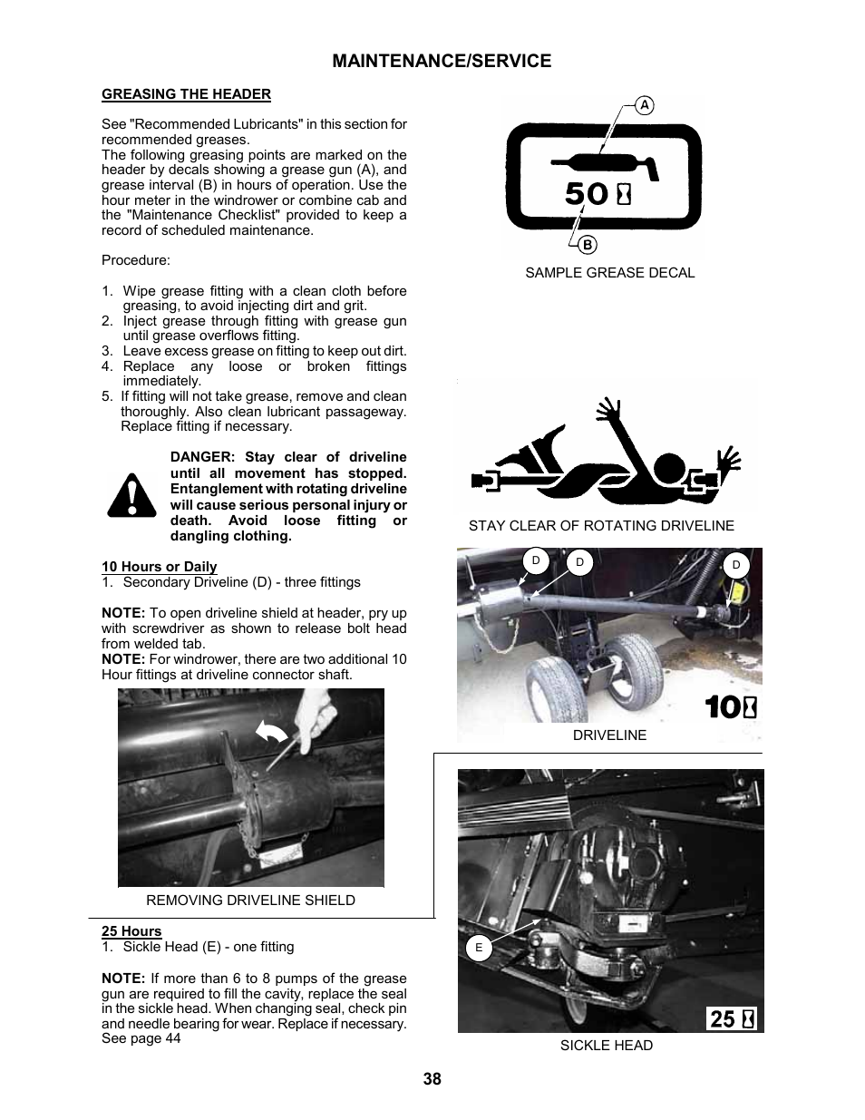 Maintenance/service | MacDon 963 Harvest Header User Manual | Page 39 / 87