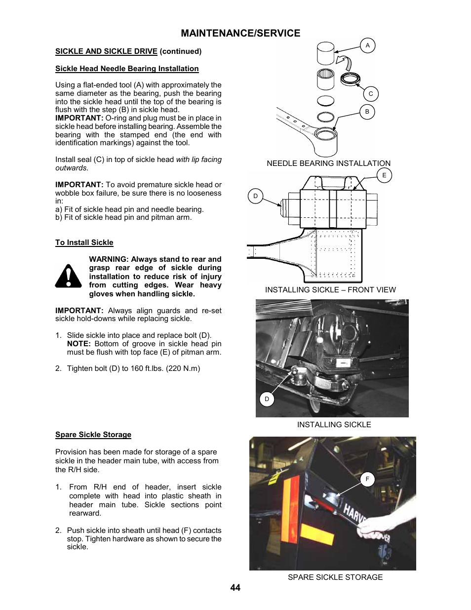 Maintenance/service | MacDon 963 Harvest Header User Manual | Page 45 / 87