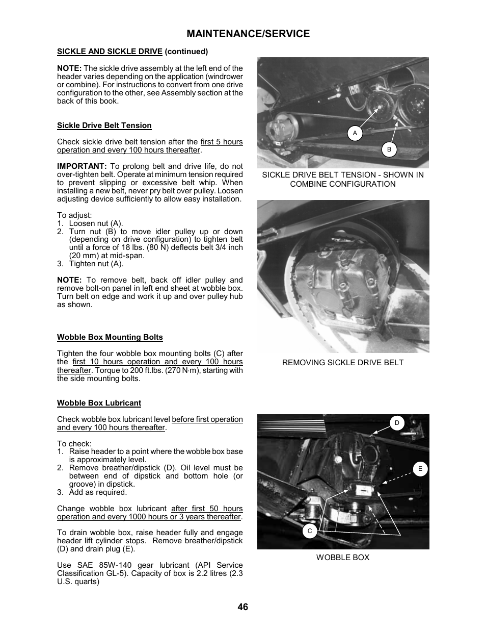 Maintenance/service | MacDon 963 Harvest Header User Manual | Page 47 / 87