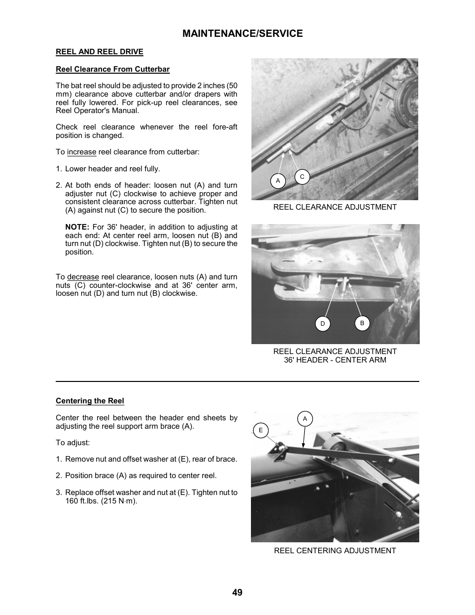 Maintenance/service | MacDon 963 Harvest Header User Manual | Page 50 / 87
