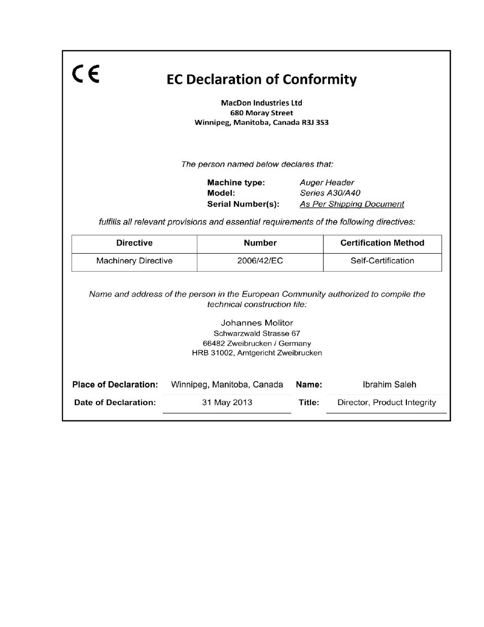 169000_revf - a series om final w dofc for web | MacDon A40-D Pull-Type User Manual | Page 3 / 182