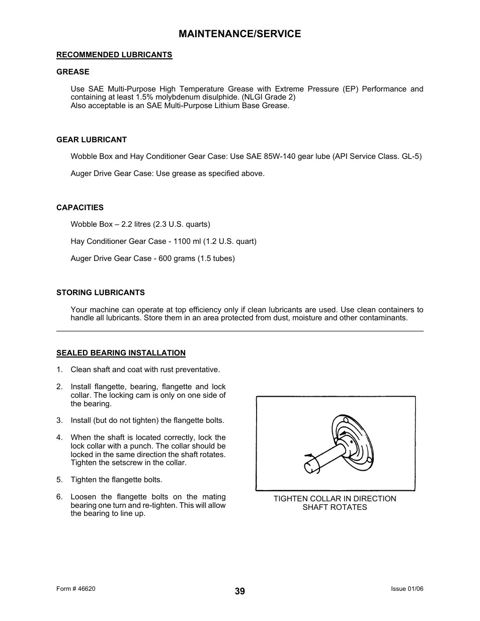 Maintenance/service | MacDon 922 User Manual | Page 41 / 84