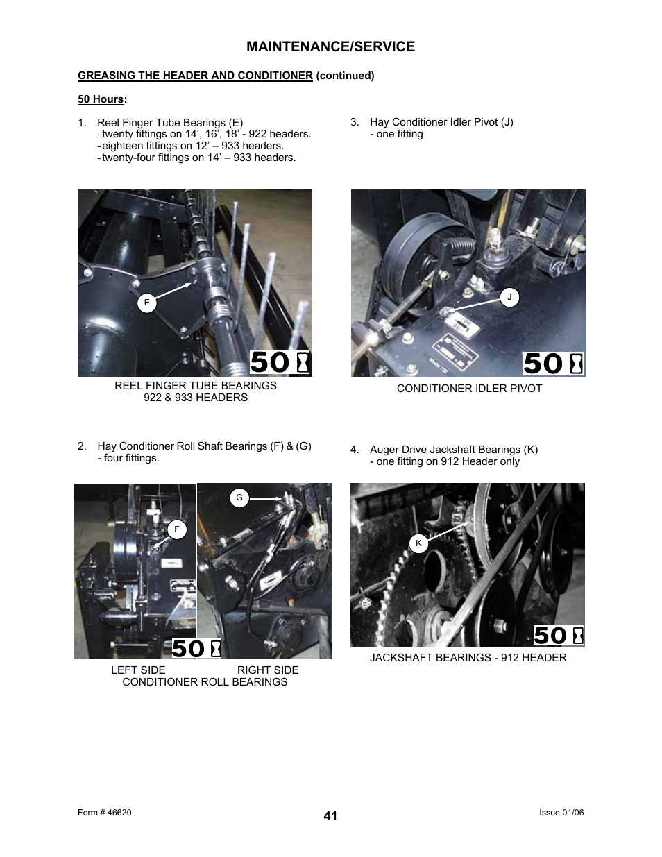 Maintenance/service | MacDon 922 User Manual | Page 43 / 84