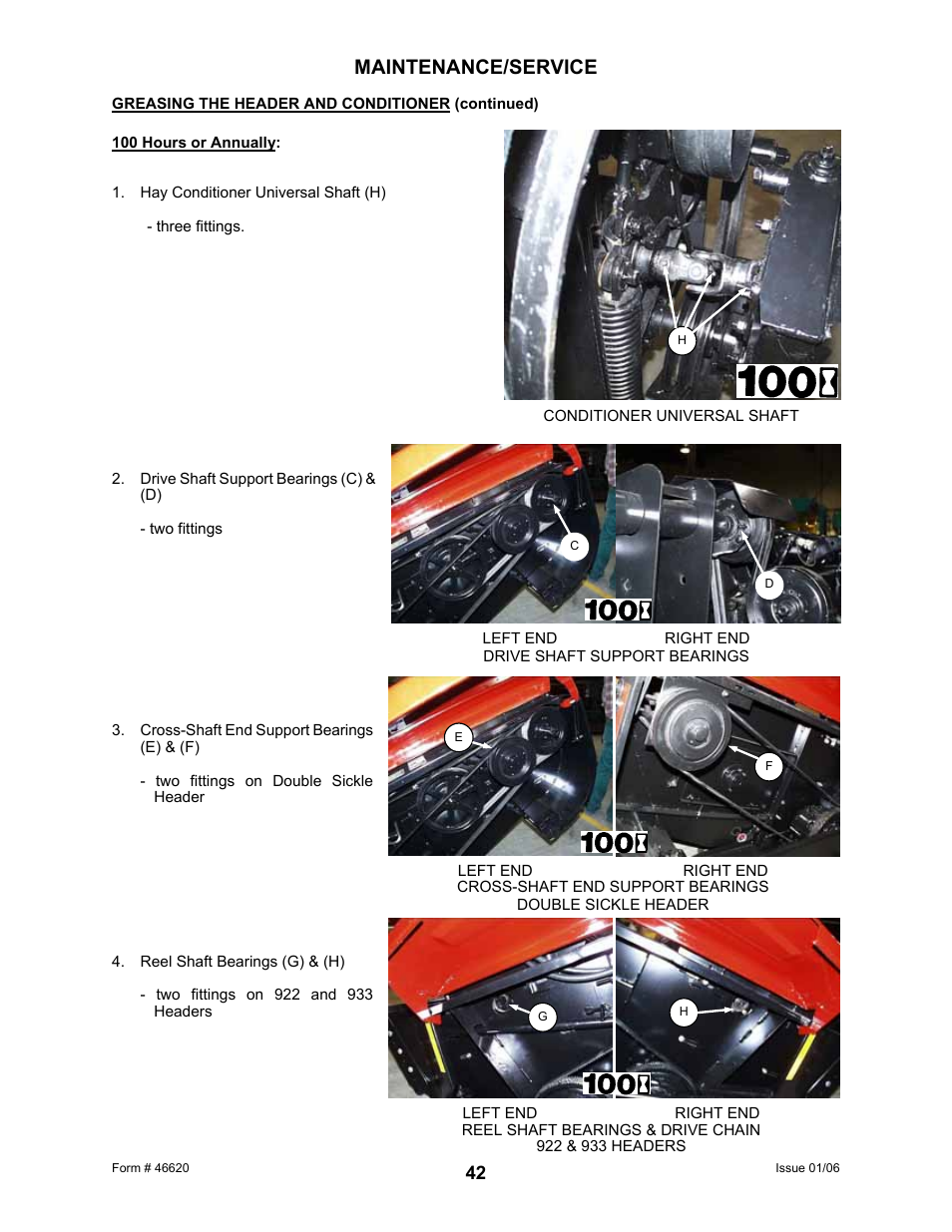 Maintenance/service | MacDon 922 User Manual | Page 44 / 84