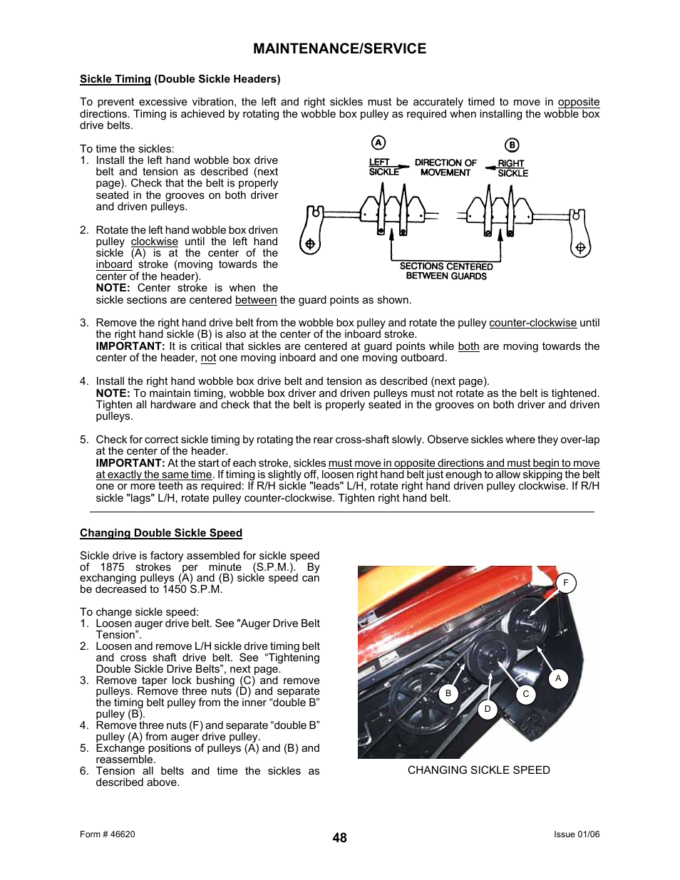 Maintenance/service | MacDon 922 User Manual | Page 50 / 84
