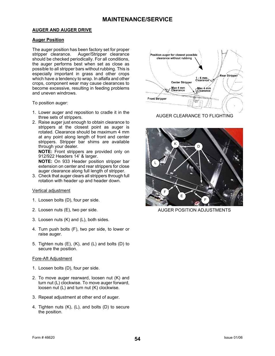 Maintenance/service | MacDon 922 User Manual | Page 56 / 84