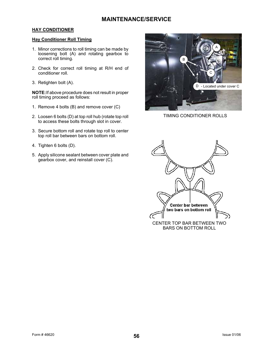 Maintenance/service | MacDon 922 User Manual | Page 58 / 84