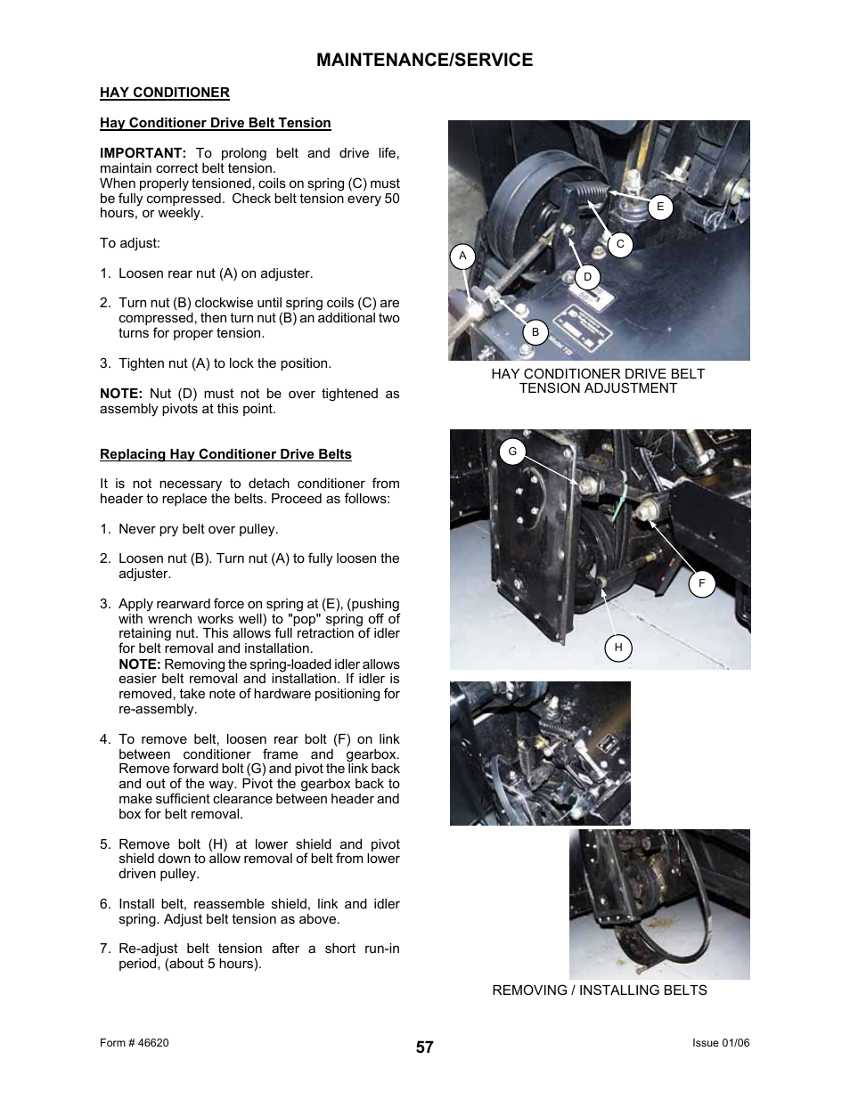 Maintenance/service | MacDon 922 User Manual | Page 59 / 84