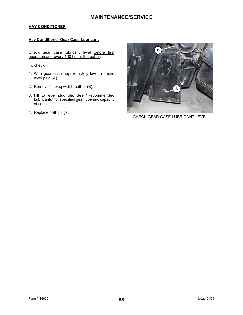 Maintenance/service | MacDon 922 User Manual | Page 60 / 84