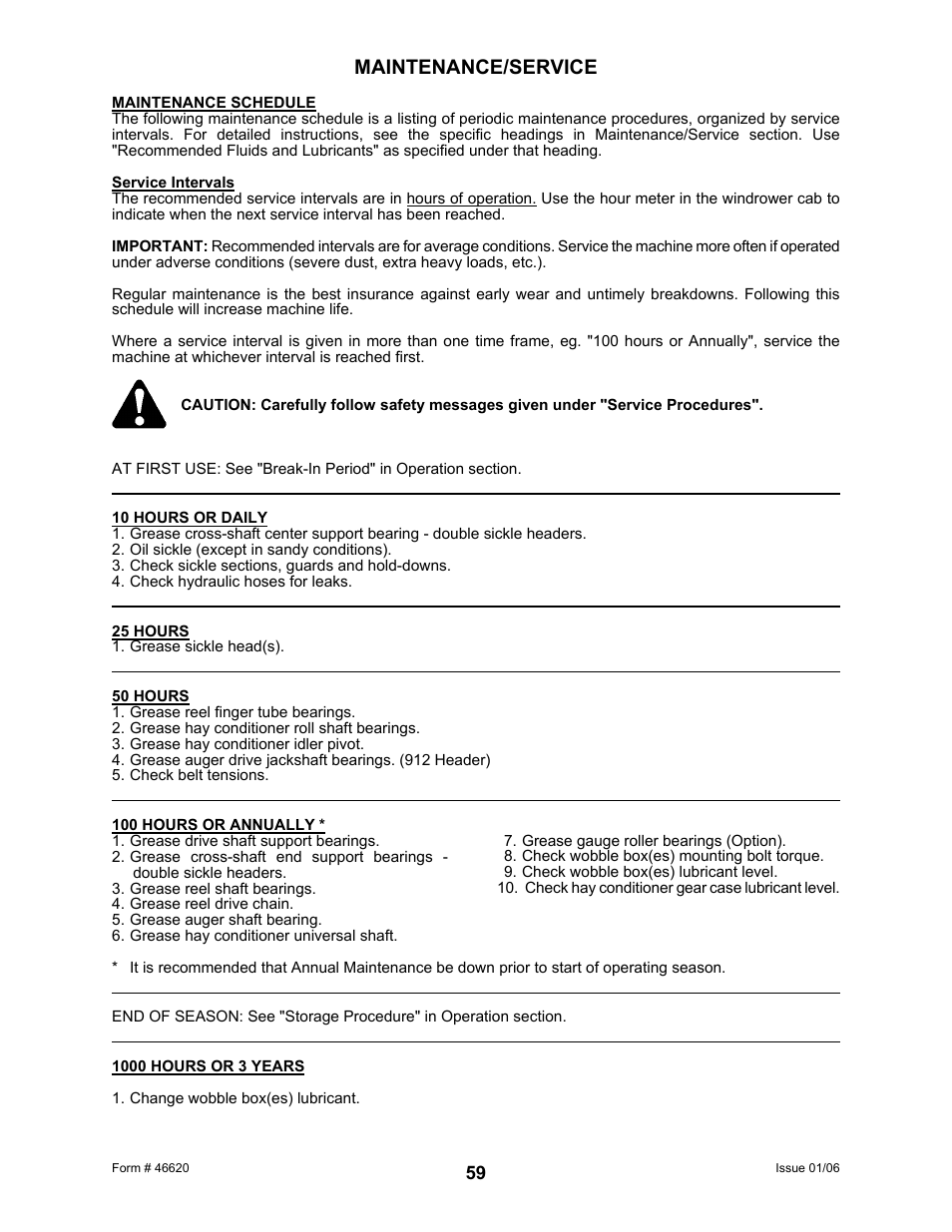 Maintenance/service | MacDon 922 User Manual | Page 61 / 84