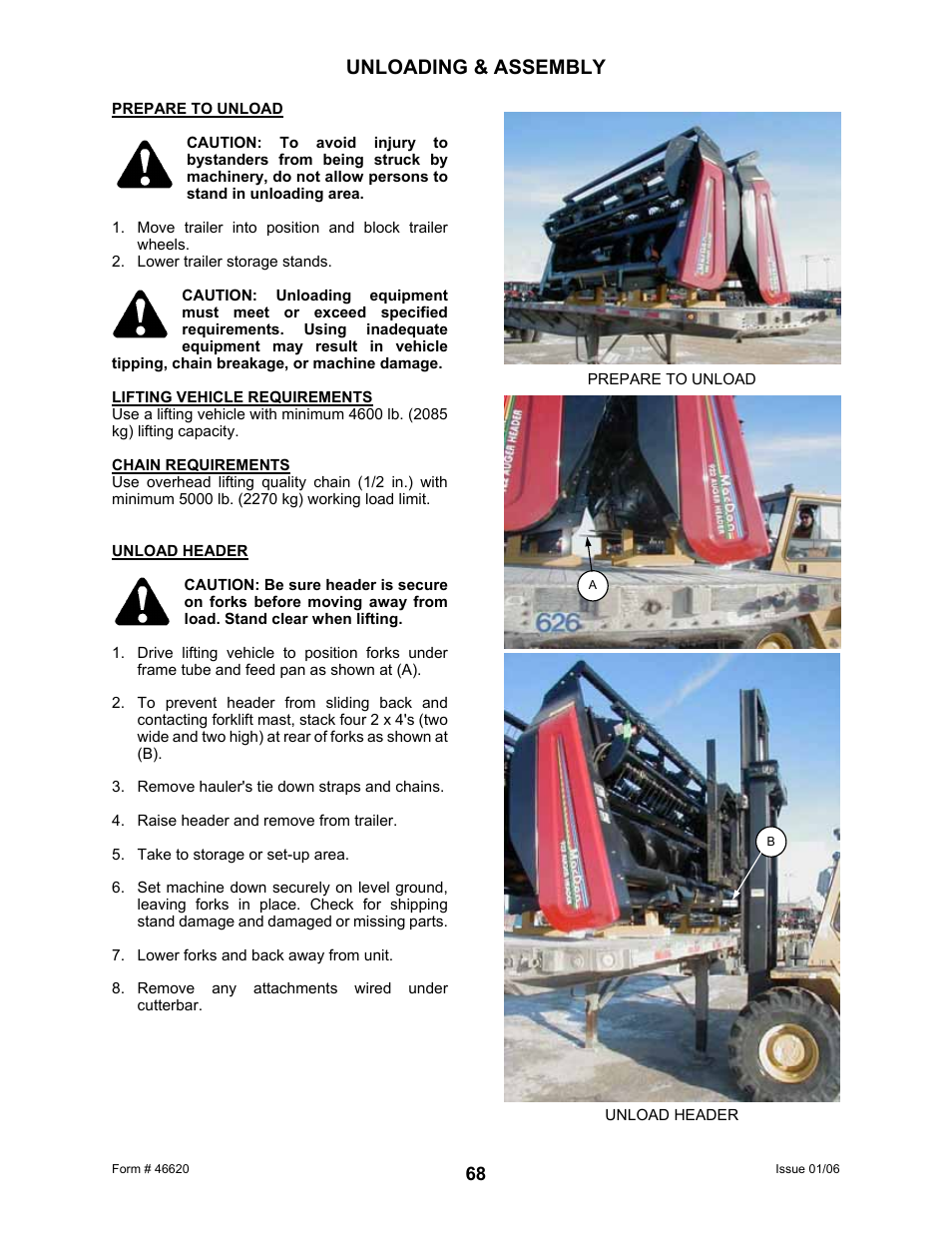 Unloading & assembly | MacDon 922 User Manual | Page 70 / 84