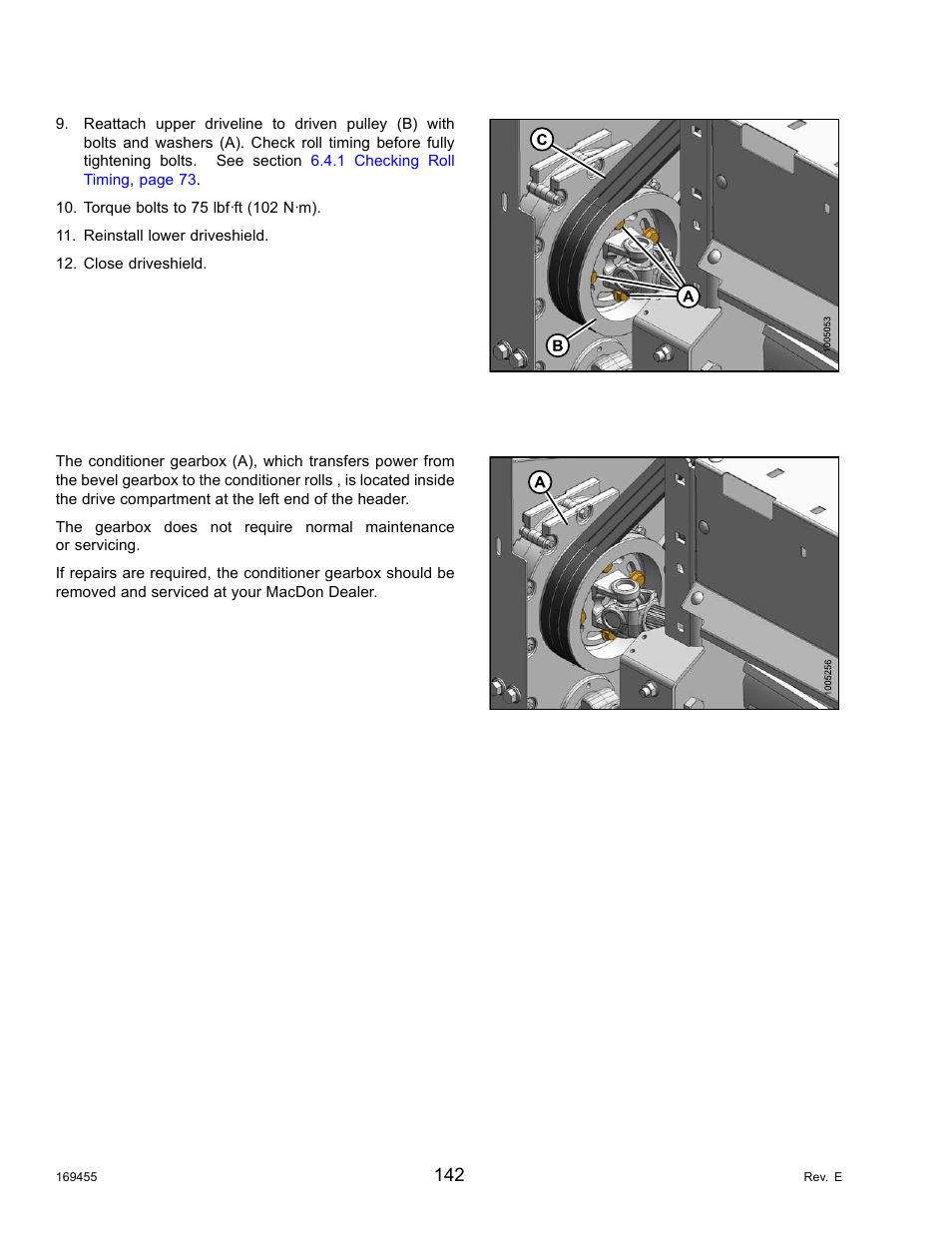 3conditioner gearbox, Conditioner gearbox | MacDon R85 Rotary Disc 13 Foot Self-Propelled Windrower Header User Manual | Page 150 / 168