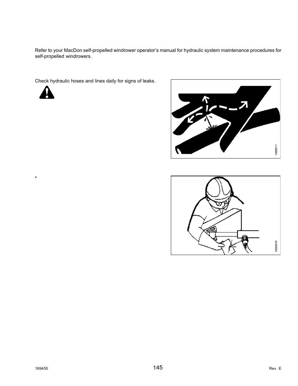 8hydraulics, 1hydraulic hoses and lines, Hydraulics | Hydraulic hoses and lines, 1 hydraulic, Warning, Important, 8 hydraulics | MacDon R85 Rotary Disc 13 Foot Self-Propelled Windrower Header User Manual | Page 153 / 168