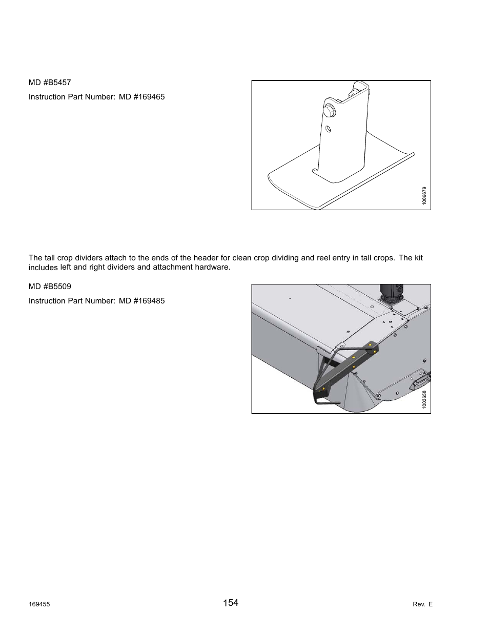3shoes, 4tall crop divider kit, Shoes | Tall crop divider kit | MacDon R85 Rotary Disc 13 Foot Self-Propelled Windrower Header User Manual | Page 162 / 168