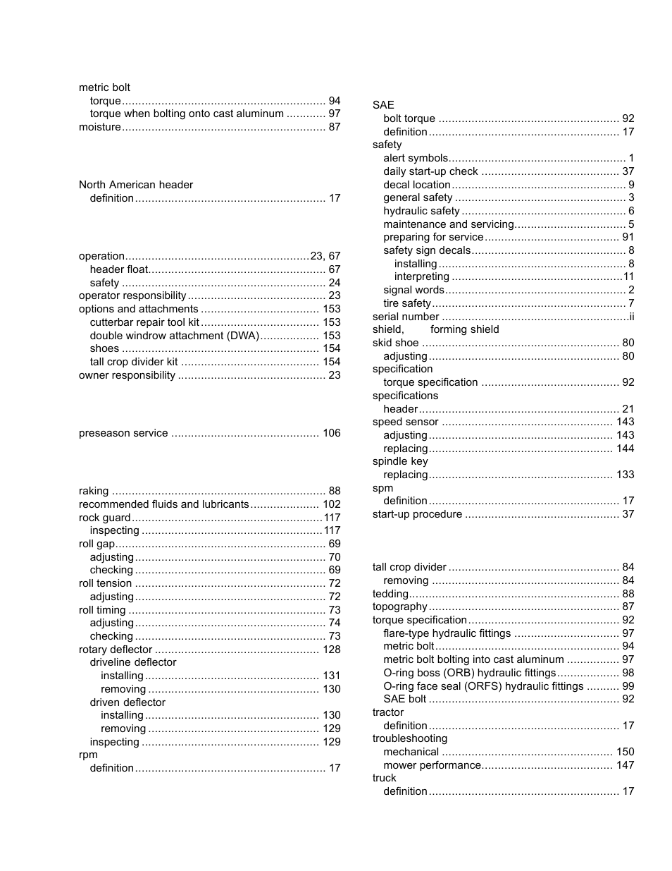 MacDon R85 Rotary Disc 13 Foot Self-Propelled Windrower Header User Manual | Page 165 / 168