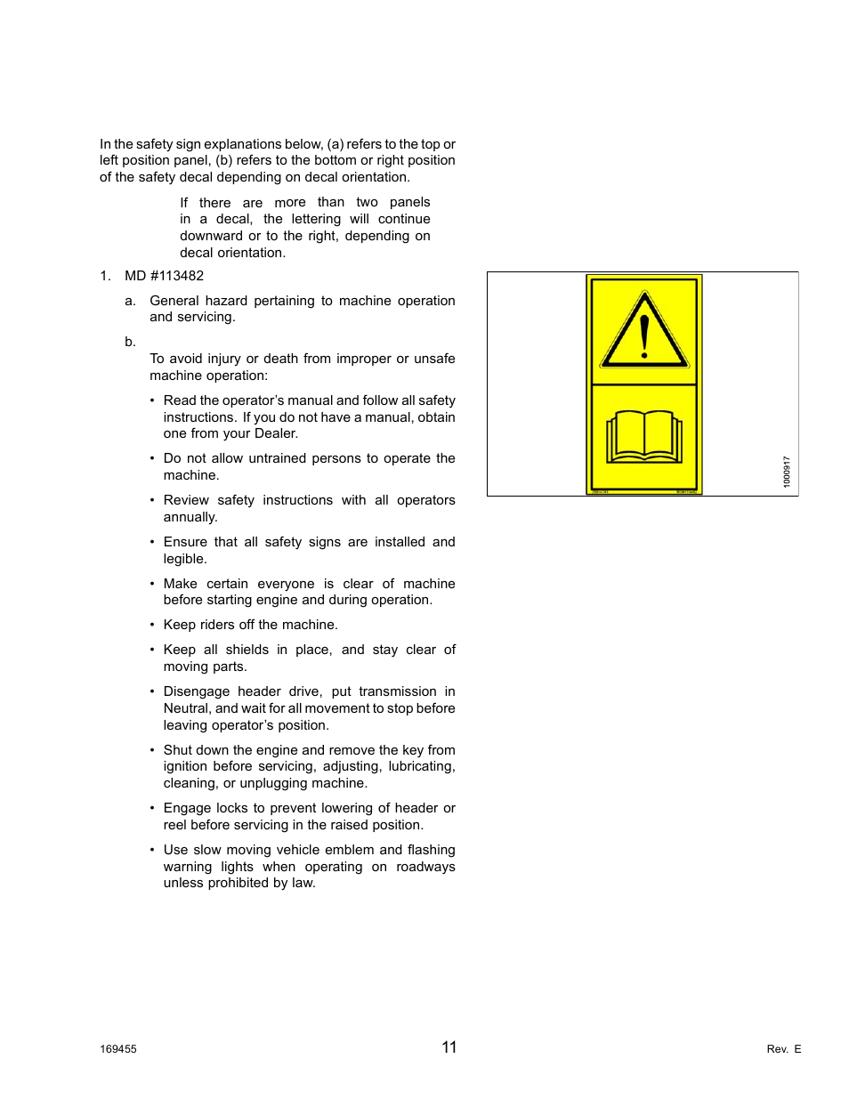9interpreting safety signs, Interpreting safety signs, 9 interpreting safety signs | MacDon R85 Rotary Disc 13 Foot Self-Propelled Windrower Header User Manual | Page 19 / 168