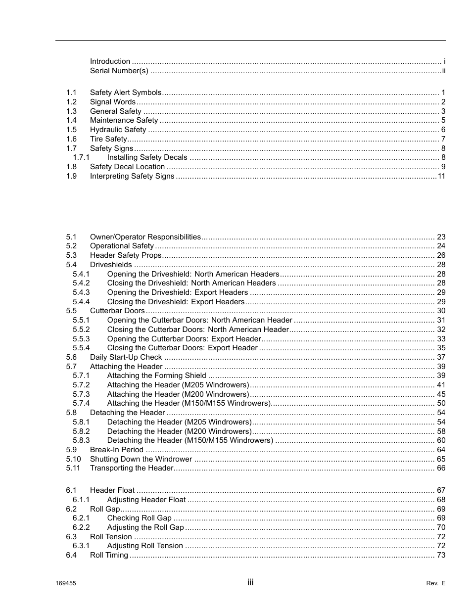 MacDon R85 Rotary Disc 13 Foot Self-Propelled Windrower Header User Manual | Page 5 / 168
