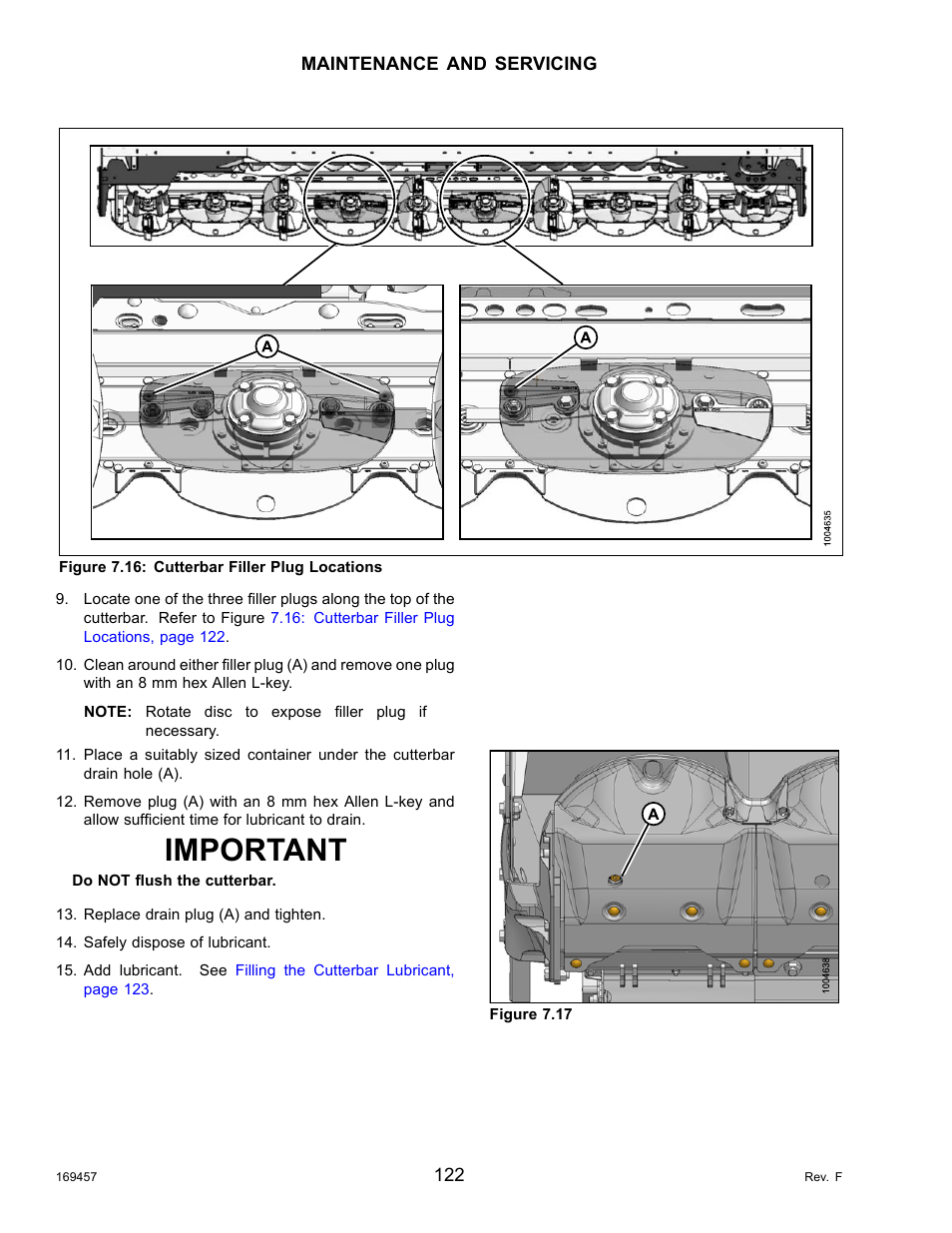 Important | MacDon R85 Rotary Disc 16 Foot Self-Propelled Windrower Headers User Manual | Page 130 / 182