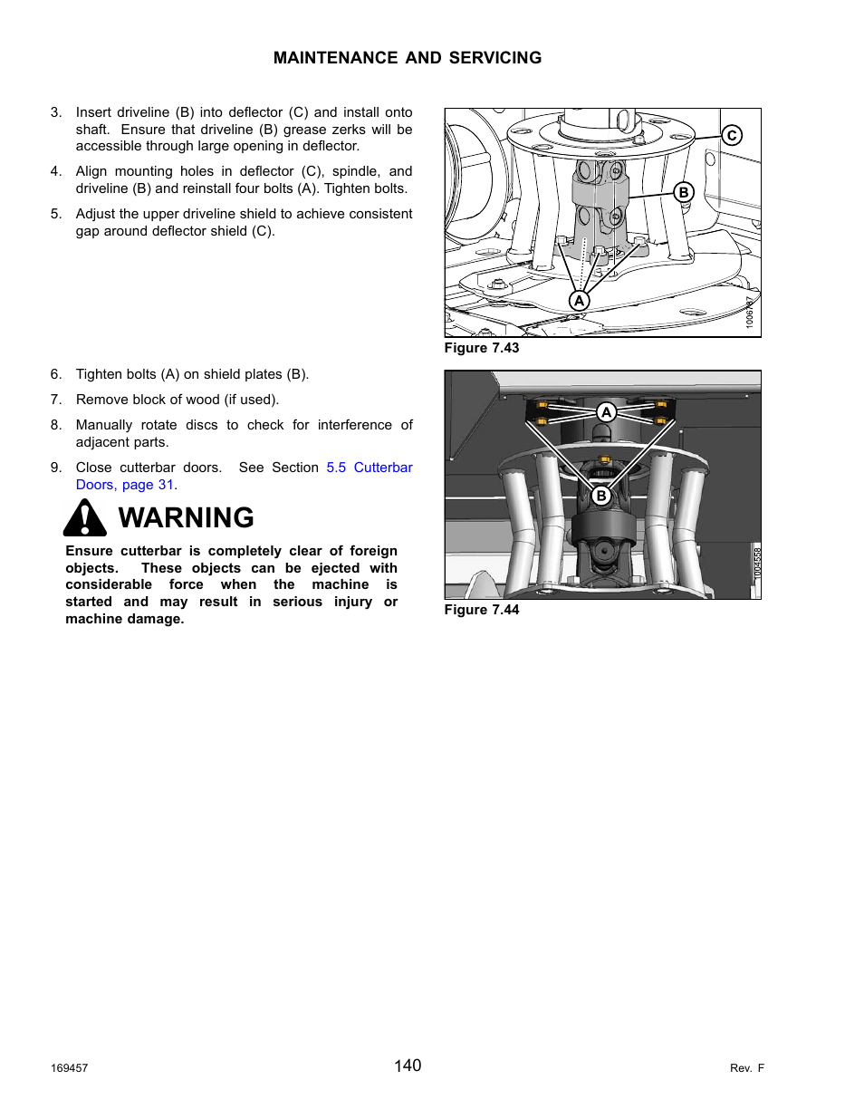 Warning | MacDon R85 Rotary Disc 16 Foot Self-Propelled Windrower Headers User Manual | Page 148 / 182